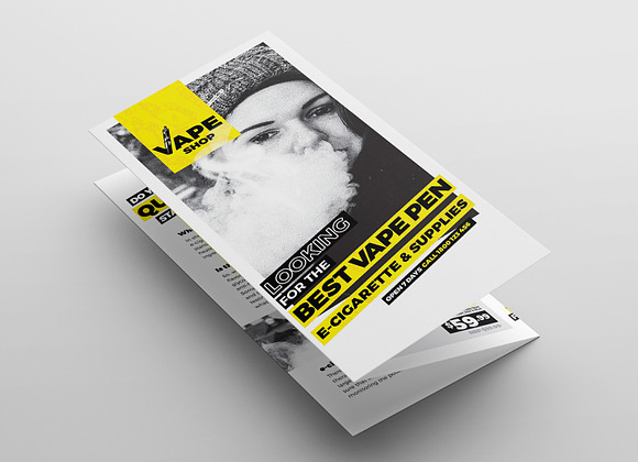 Vape Shop Trifold Brochure Template in Brochure Templates - product preview 2