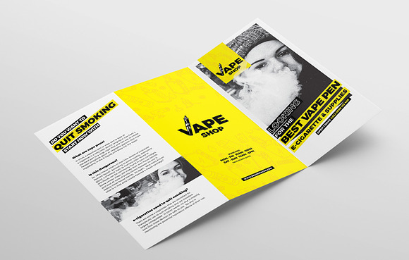 Vape Shop Trifold Brochure Template in Brochure Templates - product preview 3