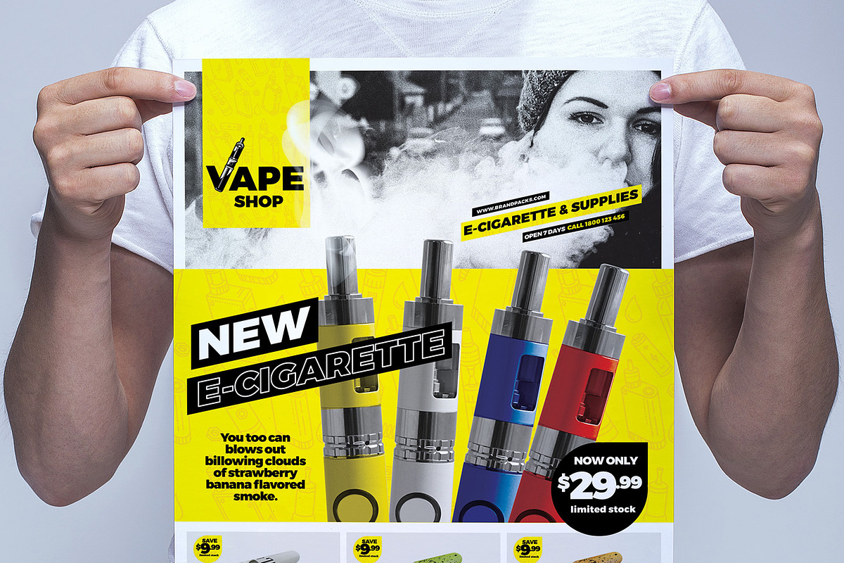 Vape Shop Poster Template in Flyer Templates - product preview 8