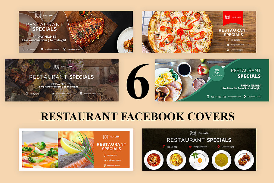 6 Restaurant Facebook Covers in Facebook Templates - product preview 8