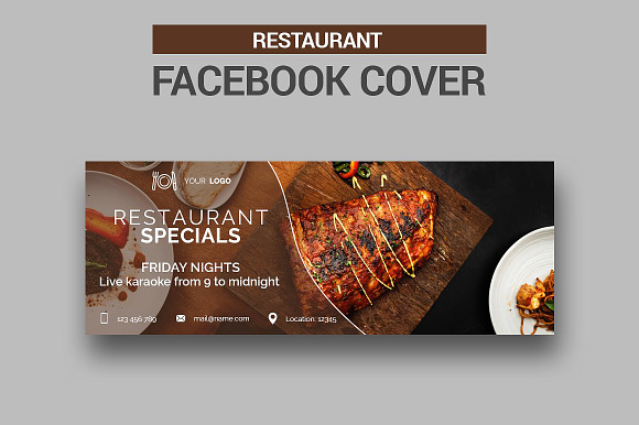 6 Restaurant Facebook Covers in Facebook Templates - product preview 1