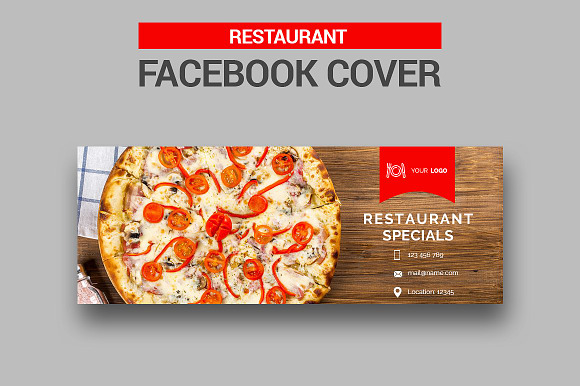 6 Restaurant Facebook Covers in Facebook Templates - product preview 2