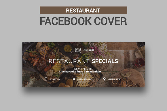 6 Restaurant Facebook Covers in Facebook Templates - product preview 4