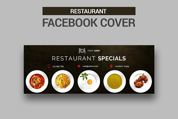 6 Restaurant Facebook Covers in Facebook Templates - product preview 6