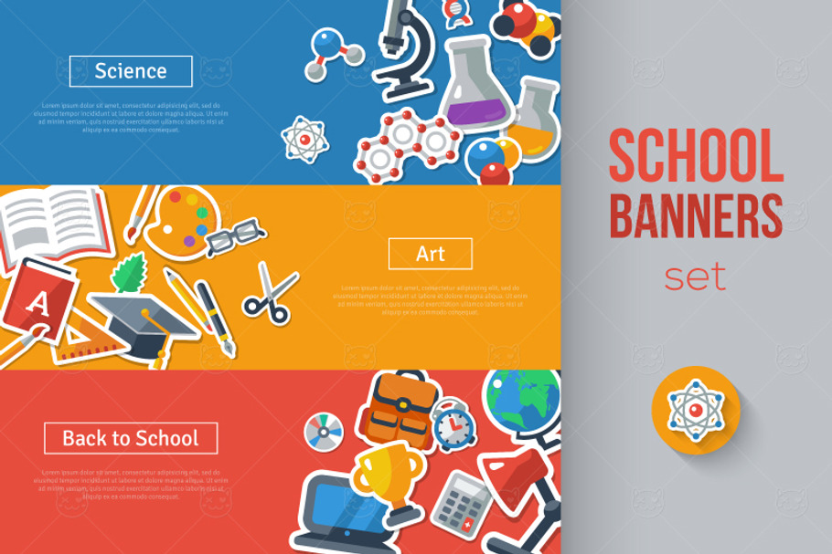 3 School Banners in Illustrations - product preview 8