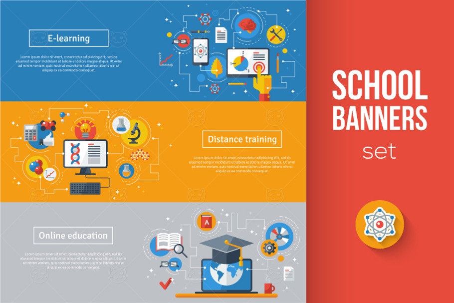 3 Education Banners in Illustrations - product preview 8