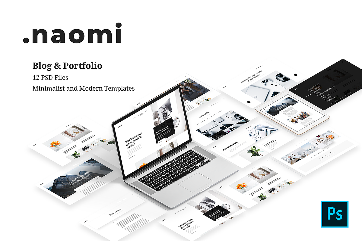 Naomi - Blog & Portfolio PSD in Website Templates - product preview 8