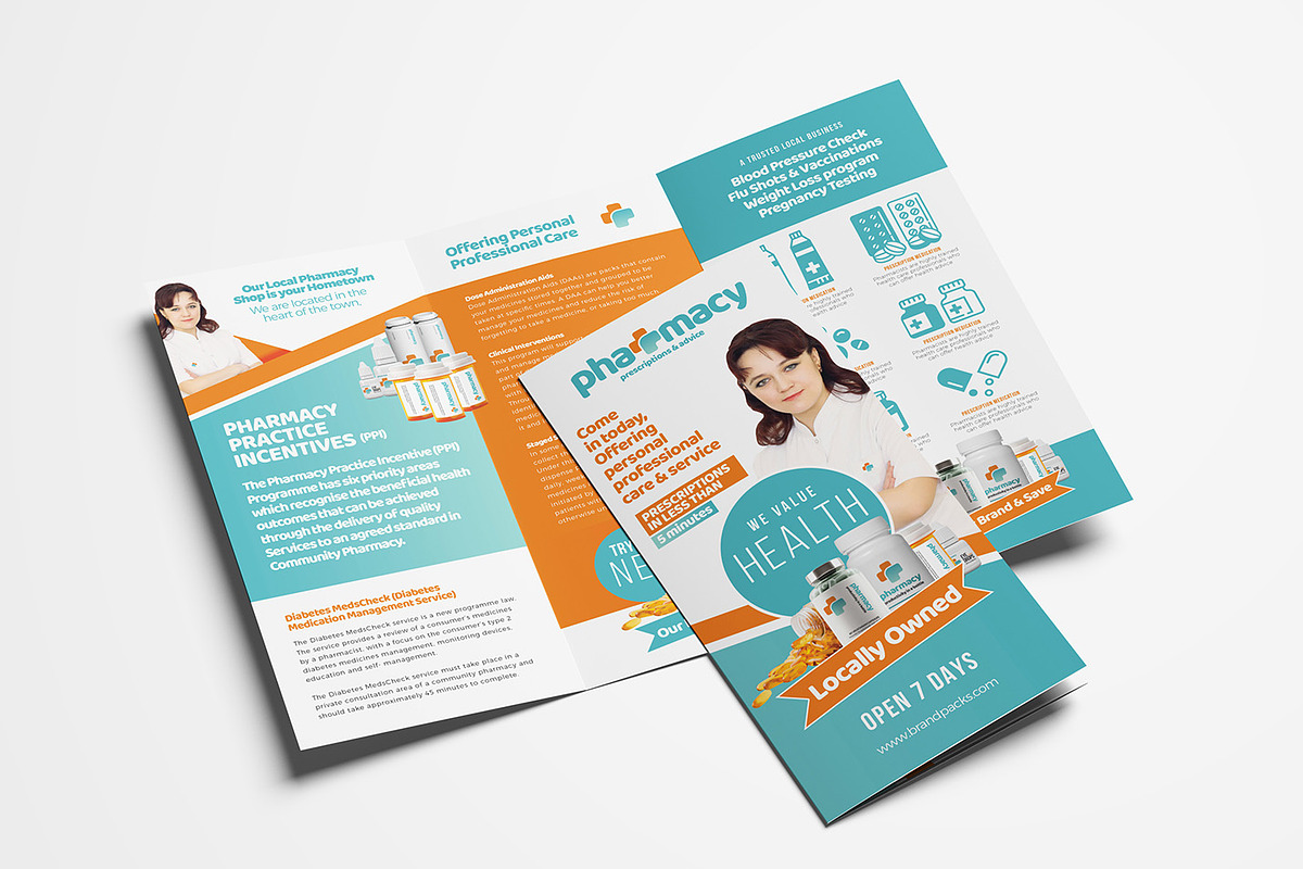 Pharmacy Tri-Fold Brochure Template in Brochure Templates - product preview 8