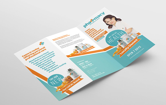 Pharmacy Tri-Fold Brochure Template in Brochure Templates - product preview 3