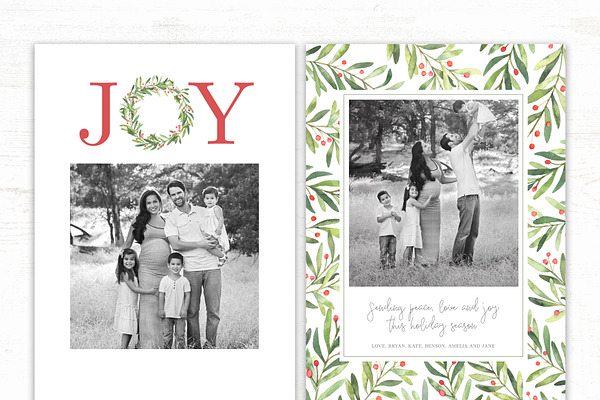 Watercolor Christmas Card Template