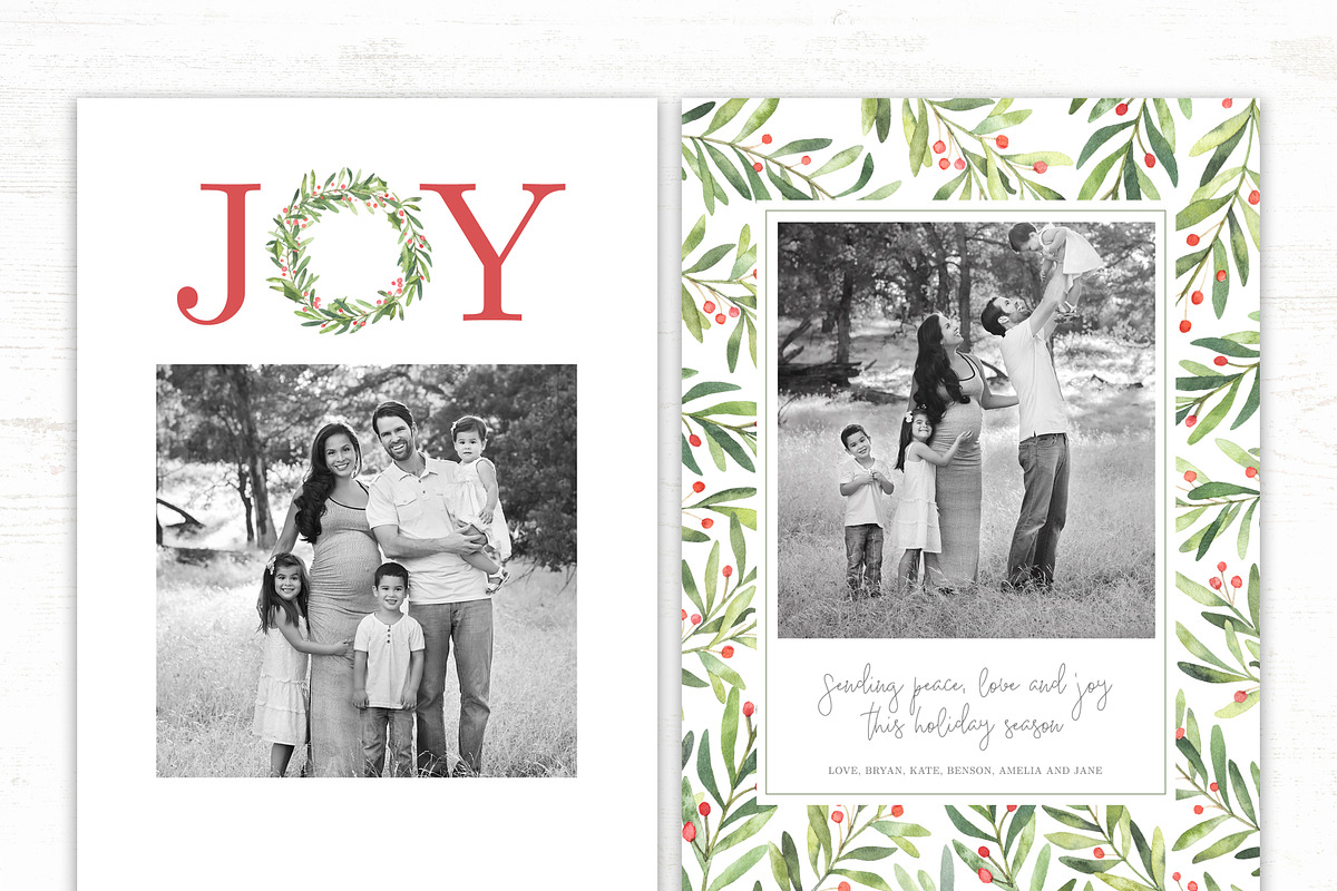 Watercolor Christmas Card Template in Card Templates - product preview 8