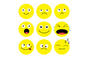 Emoji icon set. Yellow emoticons. 