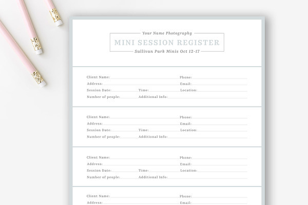 Photography Mini Session Register