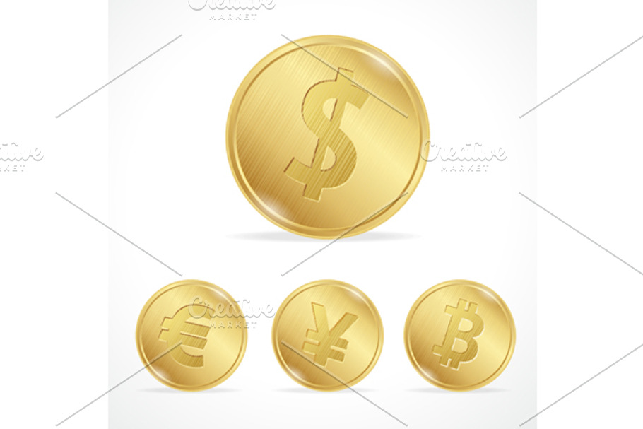 Vector gold coin euro dollar yena in Objects - product preview 8