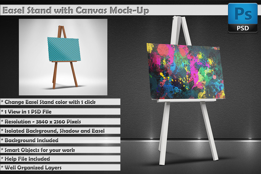 Easel Stand with Canvas MockUp in Print Mockups - product preview 8