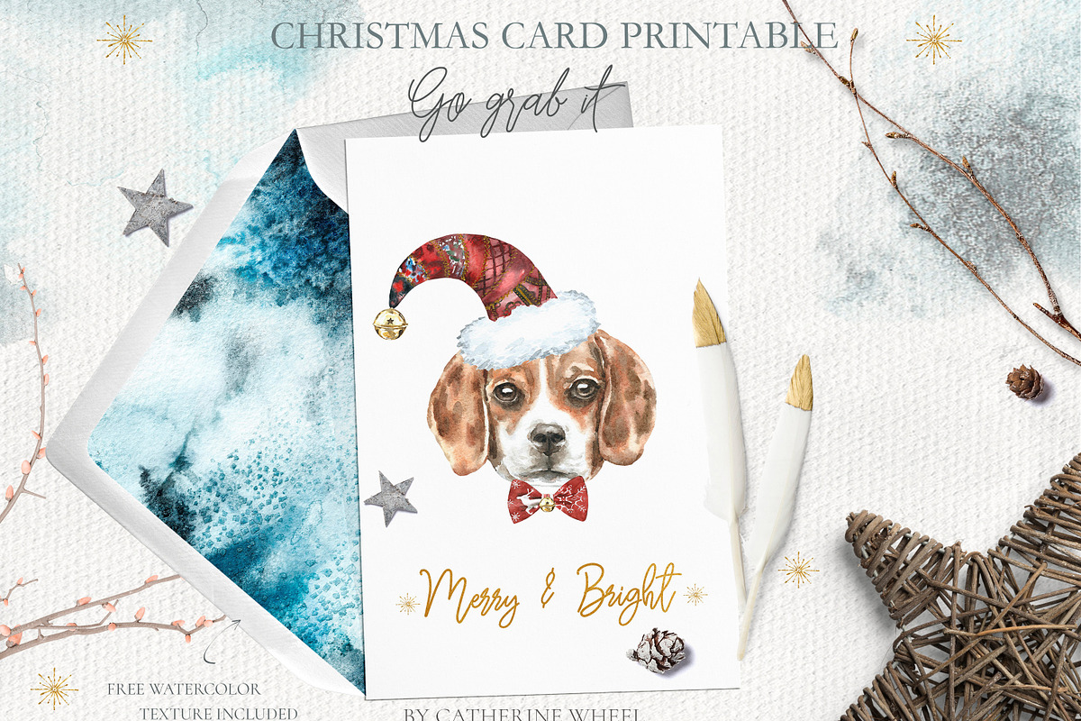 Christmas Watercolor Card Freebie in Illustrations - product preview 8