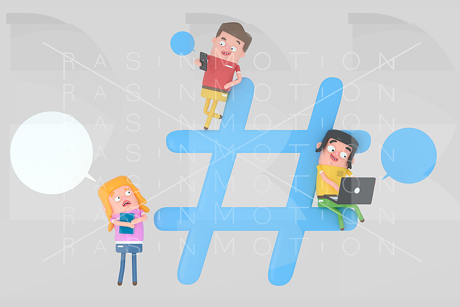 Young people over hashtag internet s in Illustrations - product preview 8