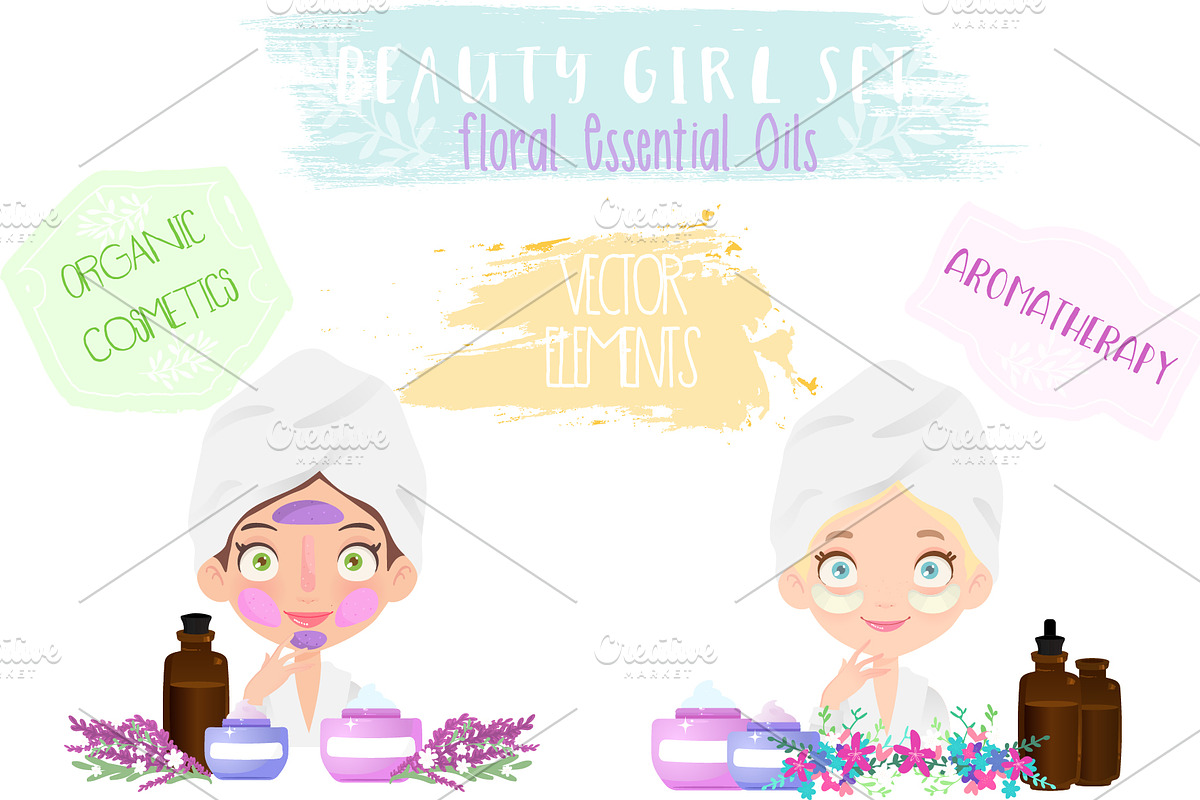 Beauty Girl Set - Botanical Products in Illustrations - product preview 8