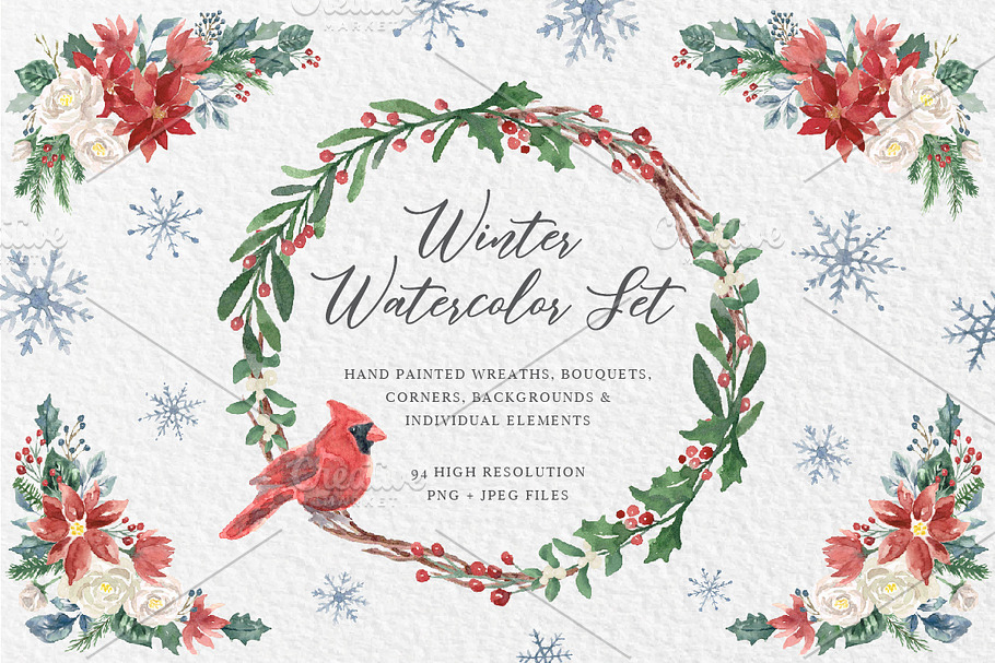 Winter Watercolor Set in Illustrations - product preview 8