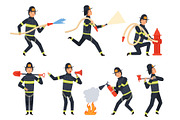 Fireman characters. Rescue
