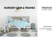 Nursery Crib Frame & Wall Set