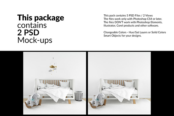 Nursery Crib Frame & Wall Set in Product Mockups - product preview 1