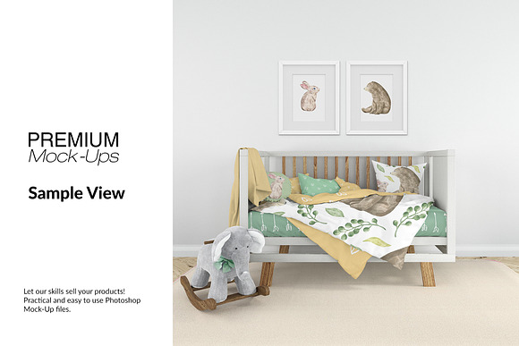 Nursery Crib Frame & Wall Set in Product Mockups - product preview 6