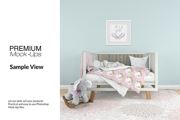Nursery Crib Frame & Wall Set in Product Mockups - product preview 7