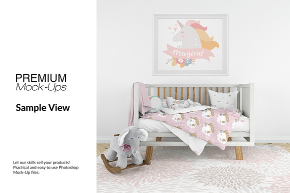 Nursery Crib Frame & Wall Set in Product Mockups - product preview 9