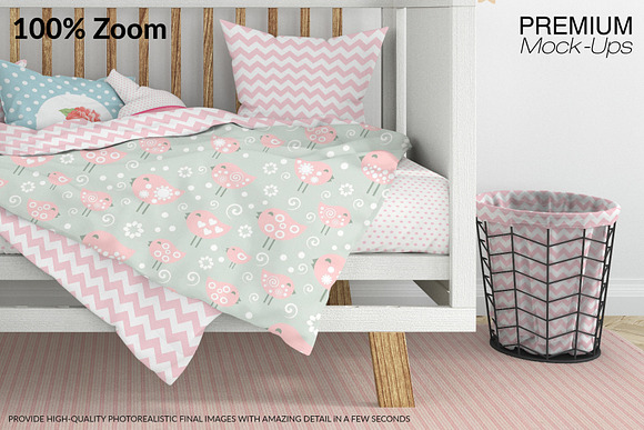 Nursery Crib Frame & Wall Set in Product Mockups - product preview 10