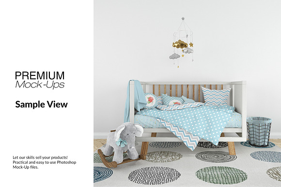 Nursery Crib Frame & Wall Set in Product Mockups - product preview 11