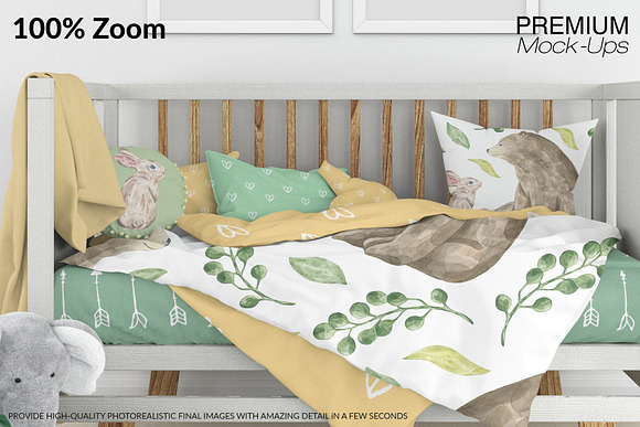 Nursery Crib Frame & Wall Set in Product Mockups - product preview 13