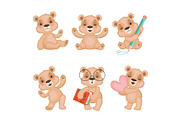 Teddy bear characters. Fluffy cute