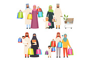 Saudi family. Market arabic male and