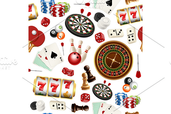Casino pattern. Poker cards doodle