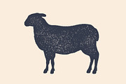 Lamb, sheep. Vintage logo, retro