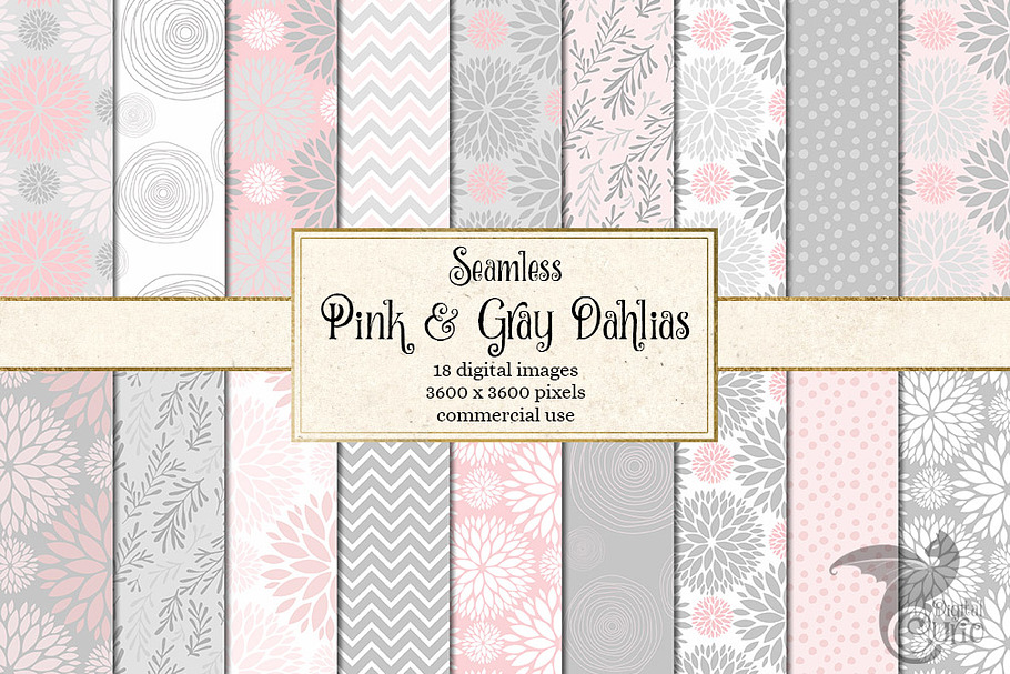 Pink and Gray Dahlia Patterns