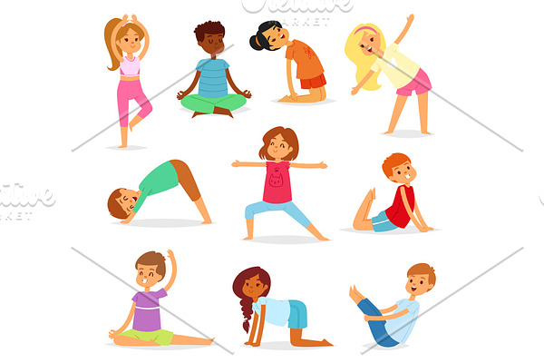 Yoga kids vector young child yogi
