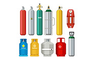 Gas cylinders icons. Petroleum
