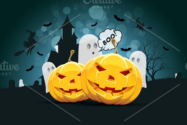 Halloween Background with Ghost