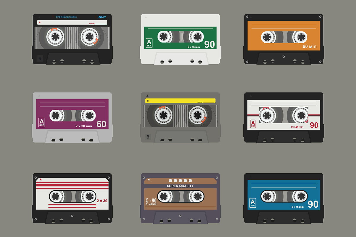 Audio cassette. Flat tapes in Objects - product preview 8