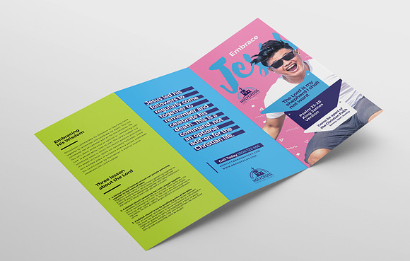 Modern Church Trifold Template in Brochure Templates - product preview 3