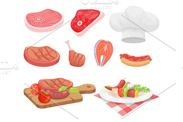 Meat Types Beef and Chicken Vector