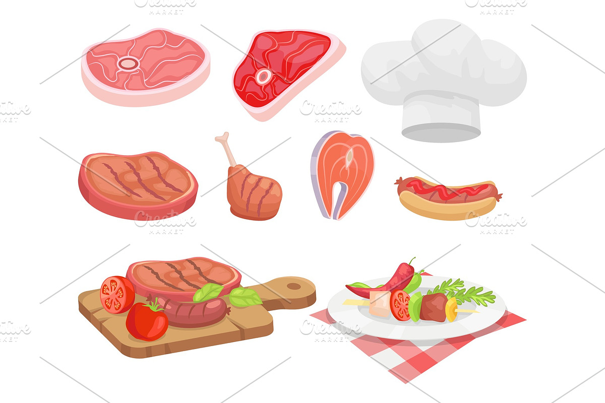 Meat Types Beef and Chicken Vector in Illustrations - product preview 8