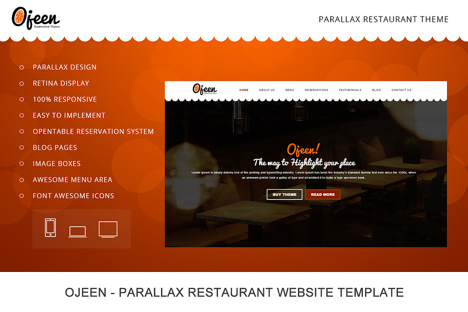 Ojeen - Restaurant HTML Website Temp