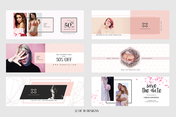Modern Pastel Facebook Cover Pack in Facebook Templates - product preview 3