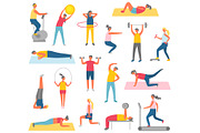 Characters Doing Fitness with Sport