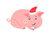 Sleeping pink New year pig
