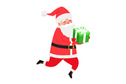 Santa Claus holding gift box