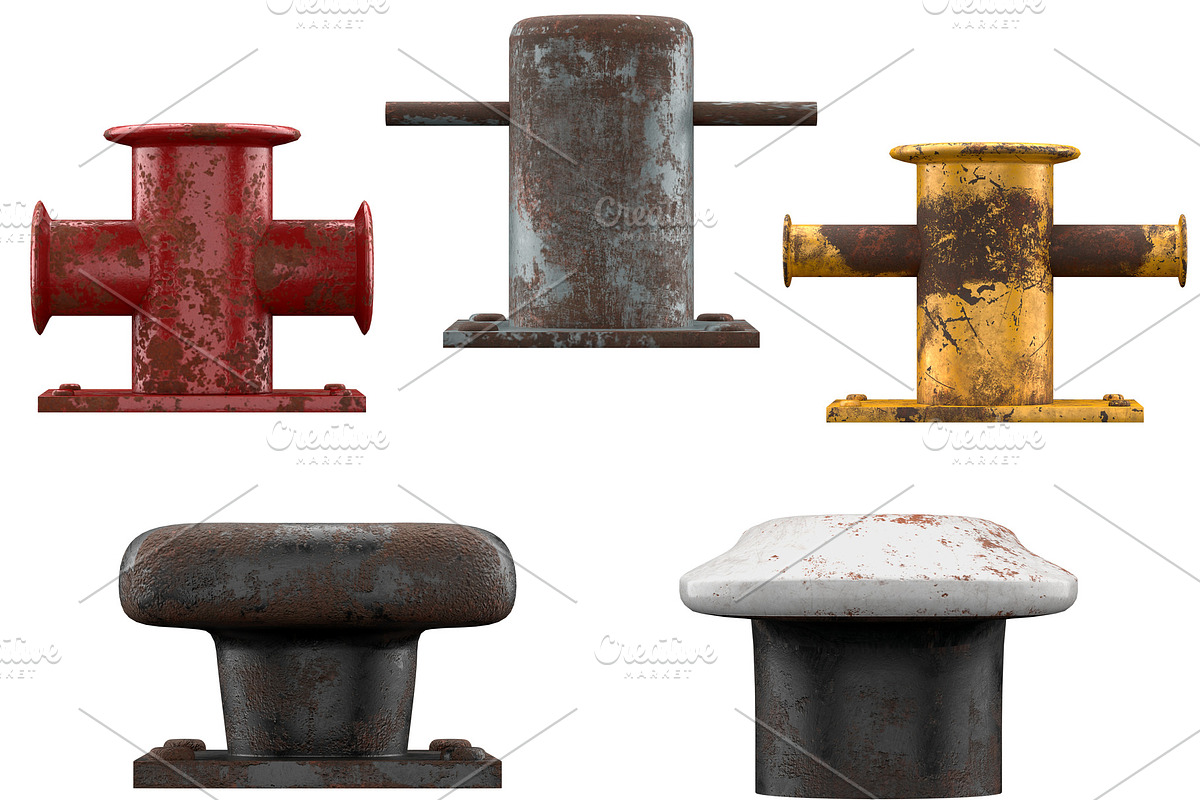 Set of Used Sea Bollards in Objects - product preview 8